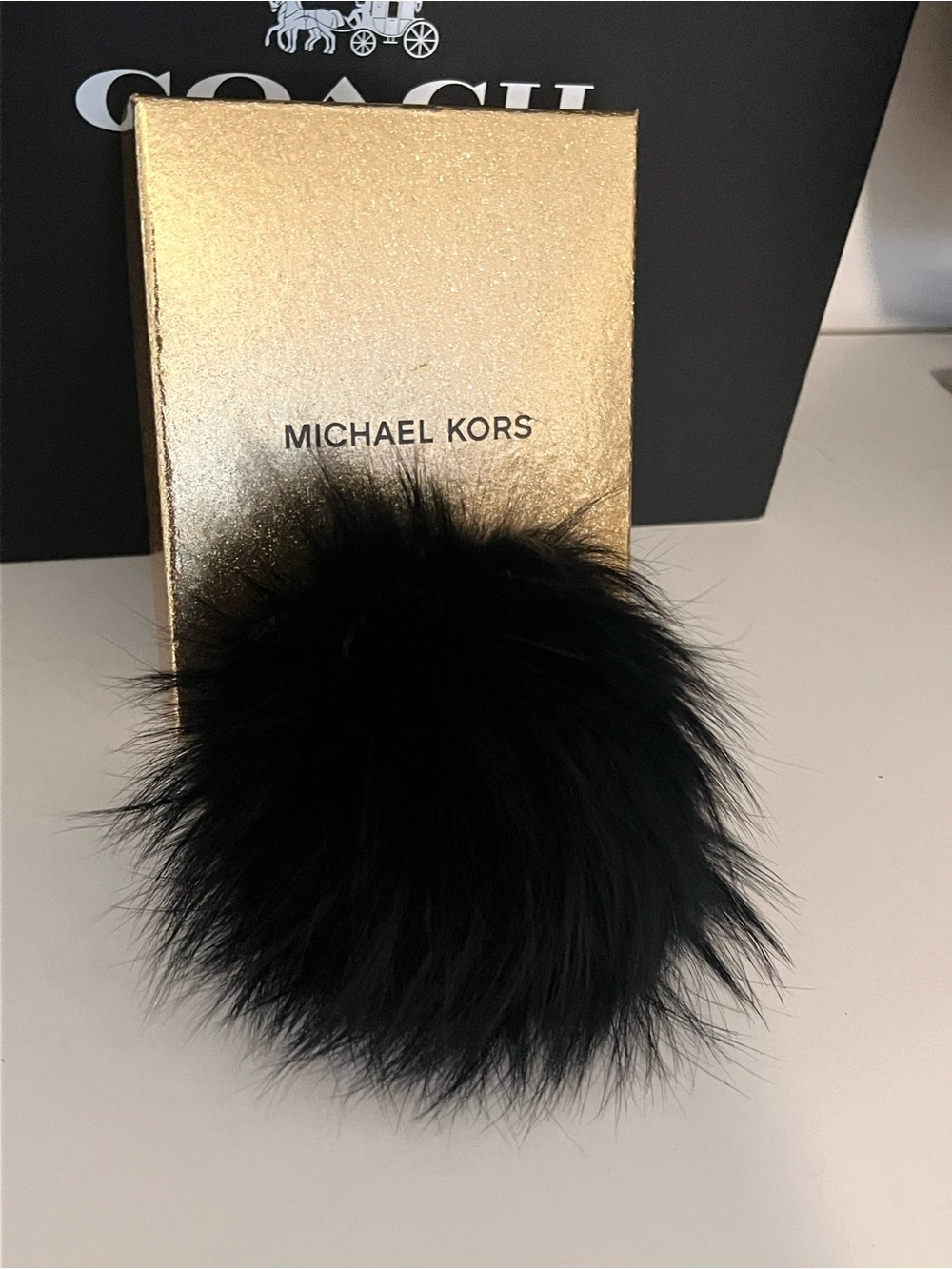Michael Kors Black Fur Pom Pom Bag Charm